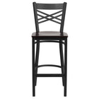 Flash Furniture HERCULES Series Black "X" Back Metal Restaurant Barstool with Walnut Wood Seat - Black-Metal Barstool