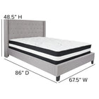 Flash Furniture Riverdale Queen Size Tufted Upholstered Platform Bed with Pocket Spring Mattress - Light Grey Fabric-Light Grey Fabric Upholstery