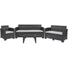 Flash Furniture 4 Piece Outdoor Faux Rattan Chair, Loveseat, Sofa and Table Set, Dark Grey (DADSF123TDKGY)-Contemporary
