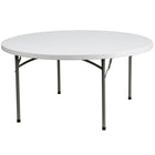 Flash Furniture 60"Dia Round Granite Plastic Folding Table - White-Ready To Use Commercial Table
