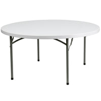 Flash Furniture 60"Dia Round Granite Plastic Folding Table - White-Ready To Use Commercial Table