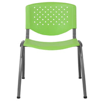 Flash Furniture HERCULES Series Green Plastic Stack Chair with Titanium Grey Powder Coated Frame-Set of 5 Multipurpose Stack Chairs