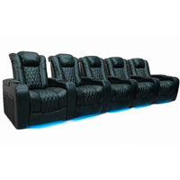 Valencia Tuscany Top Grain Nappa 11000 Leather LED Power Home Theatre Seating, Row of 5 Seats, Black (5-BLK-P)-Premium top grain Nappa leather 11000 on all seating surfaces, extremely smooth, supple and durable