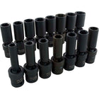 Gray Tools 15 Piece 1/2" Drive 6 Point Metric, Deep Impact Universal Joint Socket Set, 10mm-24mm-Contains Sizes: 10, 11, 12, 13, 14, 15, 16, 17, 18, 19, 20, 21, 22, 23, 24mm.