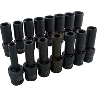Gray Tools 15 Piece 1/2" Drive 6 Point Metric, Deep Impact Universal Joint Socket Set, 10mm-24mm-Contains Sizes: 10, 11, 12, 13, 14, 15, 16, 17, 18, 19, 20, 21, 22, 23, 24mm.