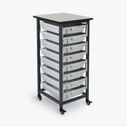 Luxor Mobile Bin System, Single Row (MBS-SR-8S)-Single-row black  steel frame and grey durable bins for long-lasting use