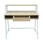 Simply Desk With Shelf And Drawer, Oak And White-One top shelf