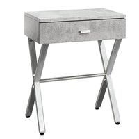 Monarch Specialties 3264 Accent Table - 24"H/Grey Cement/Chrome Metal-Grey Cement particle board surface with chrome metal legs