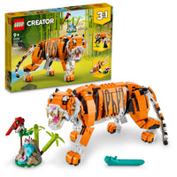 LEGO Creator 3-in-1 Majestic Tiger Building Kit - 755 Pieces-3 animal models in 1 set - LEGO fans can enjoy endless adventures with the Majestic Tiger (31129) building set featuring tiger toy, red panda and koi fish models