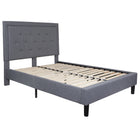 Flash Furniture Roxbury Full Size Tufted Upholstered Platform Bed - Light Grey Fabric-Panel Headboard