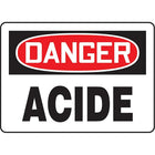 Accuform Signs "Acide" Sign, 10" x 7", Plastic, French-Display Type Bolt-On