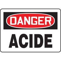 Accuform Signs "Acide" Sign, 10" x 7", Plastic, French-Display Type Bolt-On
