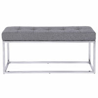 Plata Decor Cisne Chrome Bench with Fabric Top - Grey-Dining chair