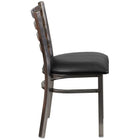Flash Furniture HERCULES Series Clear Coated Ladder Back Metal Restaurant Chair - Black Vinyl Seat-Ladder Back Design