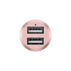Powerology Dual USB Metallic Rapid Car Charger 4A, Rose Gold-Smooth piano finish