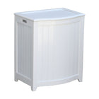 Oceanstar BHP0106W Bowed Front Laundry Wood Hamper with Interior Bag, White-Hand grips on both sides for portability