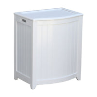 Oceanstar BHP0106W Bowed Front Laundry Wood Hamper with Interior Bag, White-Hand grips on both sides for portability
