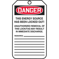 Accuform Signs Tags By-The-Roll Lockout Tags - Cardstock - 3" W x 6-1/4" H - English - 250 Pack-Height: 6-1/4"