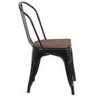 Flash Furniture Black Metal Stackable Chair with Wood Seat-Stack Quantity: 8