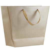 JAM Paper Matte Trapezoid Metallic Gift Bags with Rope Handles - 9" x 4" x 10" - Taupe - 100 Pack-Color: Metallic Taupe