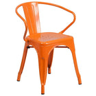 30'' Round Orange Metal Indoor-Outdoor Table Set with 4 Arm Chairs (CH-51090TH-4-18ARM-OR-GG)-4