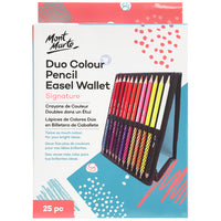 Mont Marte 25-Piece Duo-Colour Pencil Set - Easel Wallet-24 double ended pencils = 48 colours