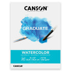Canson Graduate Watercolor Pad - 9" W x 12" H - Foldover Cover - 20 Sheets - (C31250P039)-A durable, fine grain, watercolor textured pad for art practice and art class study