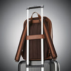 Samsonite Classic Leather Slim Backpack 14.1", Cognac-Main compartment features a curved zipper for maxinum access, large slip pocket and a mesh zippered pocket