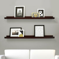 nexxt FN00403-1MC Edge 44" x 4" Picture Frame Ledge, Espresso-Measurement and weight capacity: each floating shelf measures 44"L x 4"W x 2"H. significant length means you have nearly 2 feet of the beautiful display, creating maximum storage space. the wall shelf holds up to 15 pounds which allows you to place items with a little more weight on each shelf