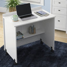 Sauder 53"W Cottage Road Credenza with Pull-Out Desk - White- Divided shelving holds audio/video equipment for convenient organization