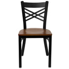 Flash Furniture HERCULES Series Black "X" Back Metal Restaurant Chair - Cherry Wood Seat-Metal Chair