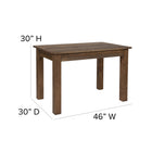 Flash Furniture 46" x 30" Rectangular Antique Rustic Solid Pine Farm Dining Table-Base Size: 20.5"W x 37"L