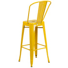 Flash Furniture Commercial Grade 30" High Metal Indoor-Outdoor Barstool with Back - Yellow-Seat Drain Hole assists in drying