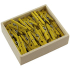 JAM Paper Wood Clothing Pin Clips, Small 7/8, Yellow, 2 Packs of 50, 100 Total (230726885a)-.875in