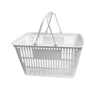 FuTECH SB003 Plastic Handle Shopping Basket, 15"L x 7"D x 8"H, White, 8 Pack-Plastic basket with plastic handle