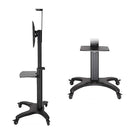 North Bayou AVF1500B Mobile TV Cart with Adjustable Shelf for 32" to 65" TV - Black-Height adjustable from 47.2" to 59"