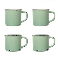 CTG Brands Ceramic Enamel Look Mug Set, Mint Green, 4 Pack-Packaging: includes 4 mugs in total, complete the set