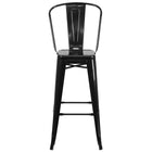 Flash Furniture 30" High Black Metal Indoor-Outdoor Barstool with Back-Bistro Style Barstool