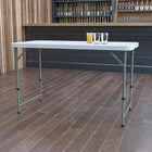 Flash Furniture 24"W x 48"L Height Adjustable Bi-Fold Granite White Plastic Folding Table-330 lb. Static Load Capacity