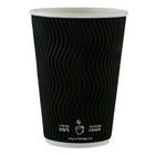 Tannex Double Wall Ripple Paper Coffee Cup, 16oz/473ml, Black, 500 Pack-Serve your hot and cold beverages with confidence