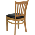 Flash Furniture HERCULES Series Vertical Slat Back Natural Wood Restaurant Chair - Black Vinyl Seat-Black Vinyl Upholstered Seat