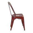 OSP Designs Metal Dining Chair with Backrest, Antique Red, 4 Pack-Fully Assembled