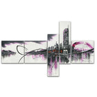 Designart Modern Purple Cityscape 5-Panel Canvas Art Print, (PT1028-414)-Print
