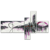 Designart Modern Purple Cityscape 5-Panel Canvas Art Print, (PT1028-414)-Print