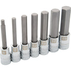 Dynamic Tools 1/2" Drive 7 Piece, Metric Long, Hex Socket Set, 6mm - 19mm-Contains: 6, 8, 10, 12, 14, 17, 19mm