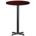 Flash Furniture 30" Round Mahogany Laminate Table Top with 22" x 22" Bar Height Table Base-Bar Height Hospitality Table