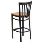 Flash Furniture HERCULES Series Black School House Back Metal Restaurant Barstool - Natural Wood Seat-Natural Finished Wood Seat