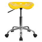 Flash Furniture Vibrant Tractor Seat & Chrome Stool - Yellow-Tractor Style Stool