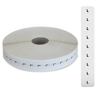 Eddie's Sizer Sticker Strips - L - Black & White Print on Clear - 3/4"x 4-1/2"  - 1000 Per Roll-black & white print on clear