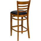 Flash Furniture HERCULES Series Ladder Back Cherry Wood Restaurant Barstool - Black Vinyl Seat-Black Vinyl Upholstered Seat